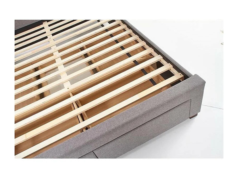 Lit moderne gris 160 / 180 x 200cm avec sommier Moreno - 180cm x 200cm