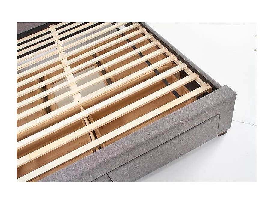 Lit moderne gris 160 / 180 x 200cm avec sommier Moreno - 140cm x 200cm