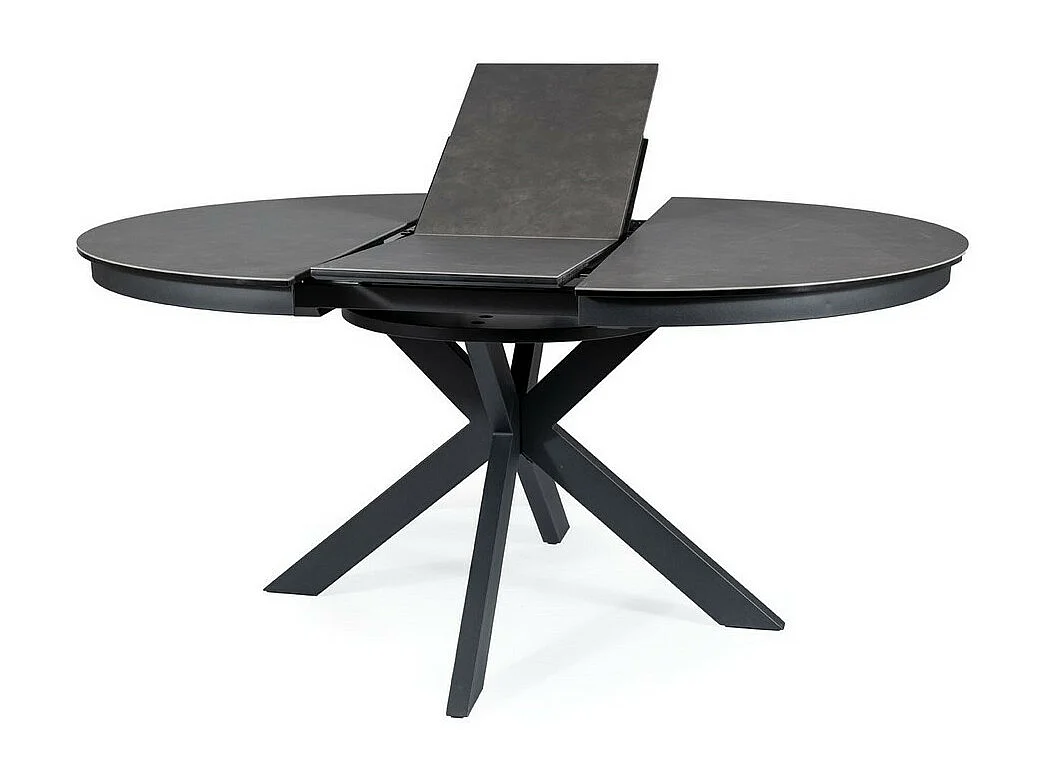 Table extensible ronde design gris foncé 120cm avec pieds noir mat Arena