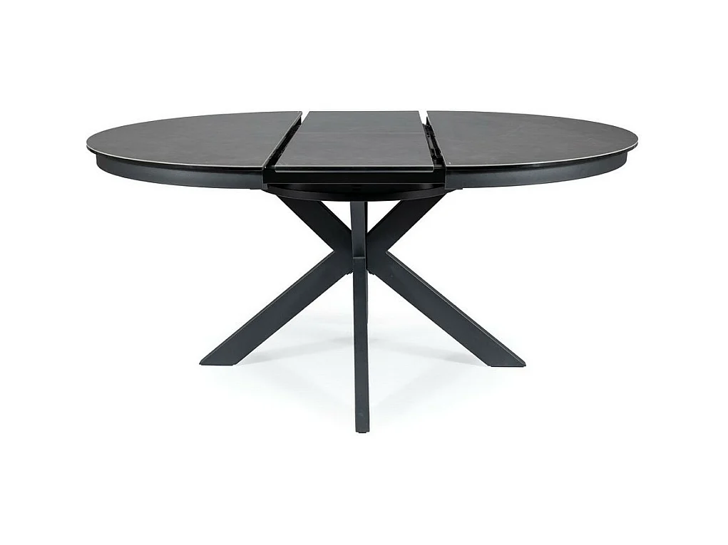 Table extensible ronde design gris foncé 120cm avec pieds noir mat Arena