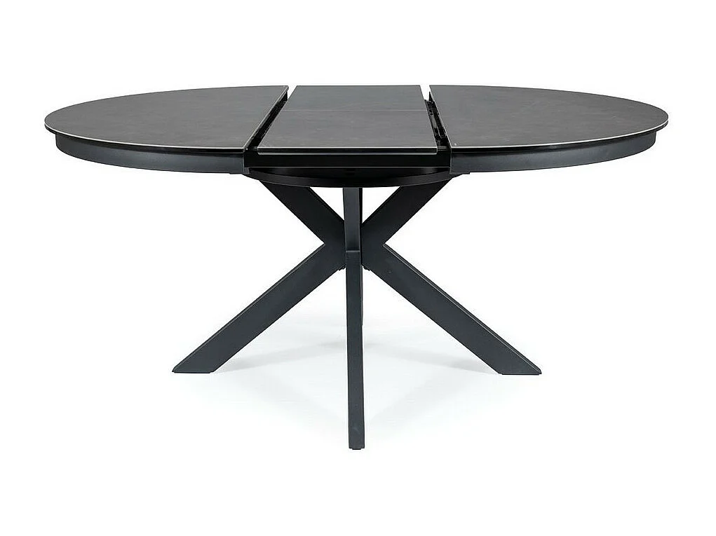 Arena 120cm mesa redonda extensible de diseño gris oscuro con patas negro mate