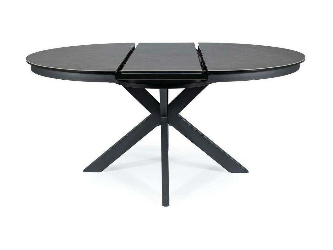 Table extensible ronde design gris foncé 120cm avec pieds noir mat Arena
