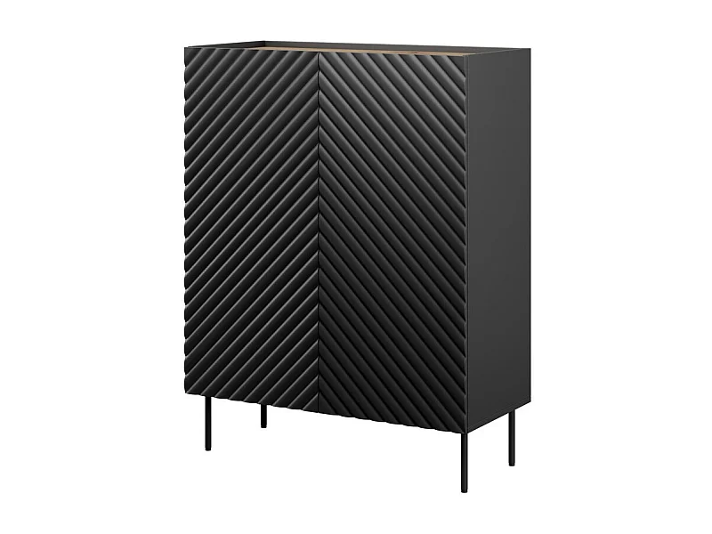 Credenza Emile a 2 ante in legno e nero opaco con effetto 3D