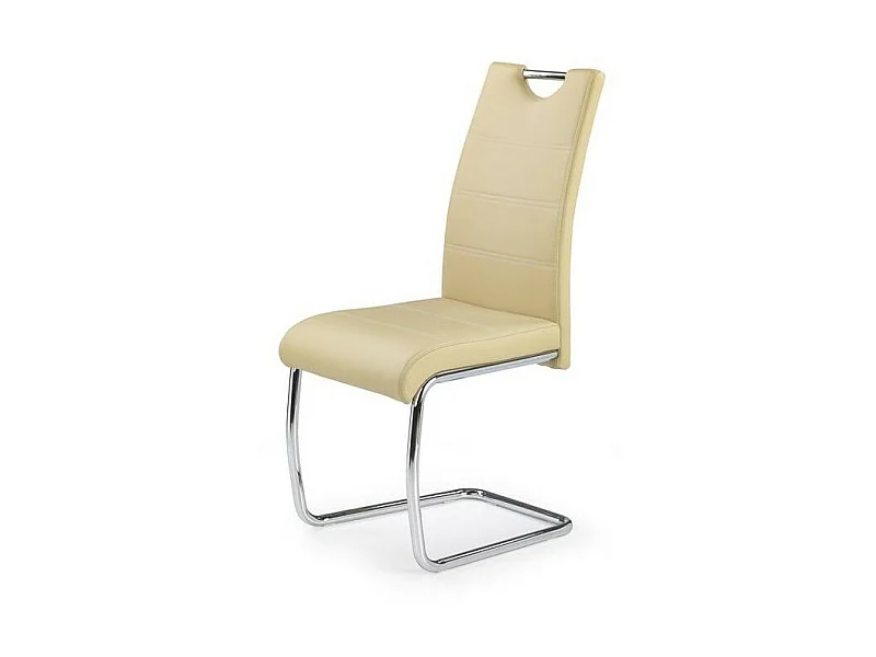 Silla de diseño Jakarta de piel sintética y acero cromado - Beige