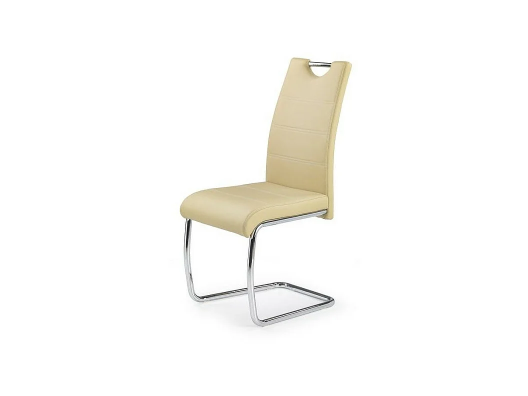 Chaise design simili cuir et acier chromé Jakarta - Beige