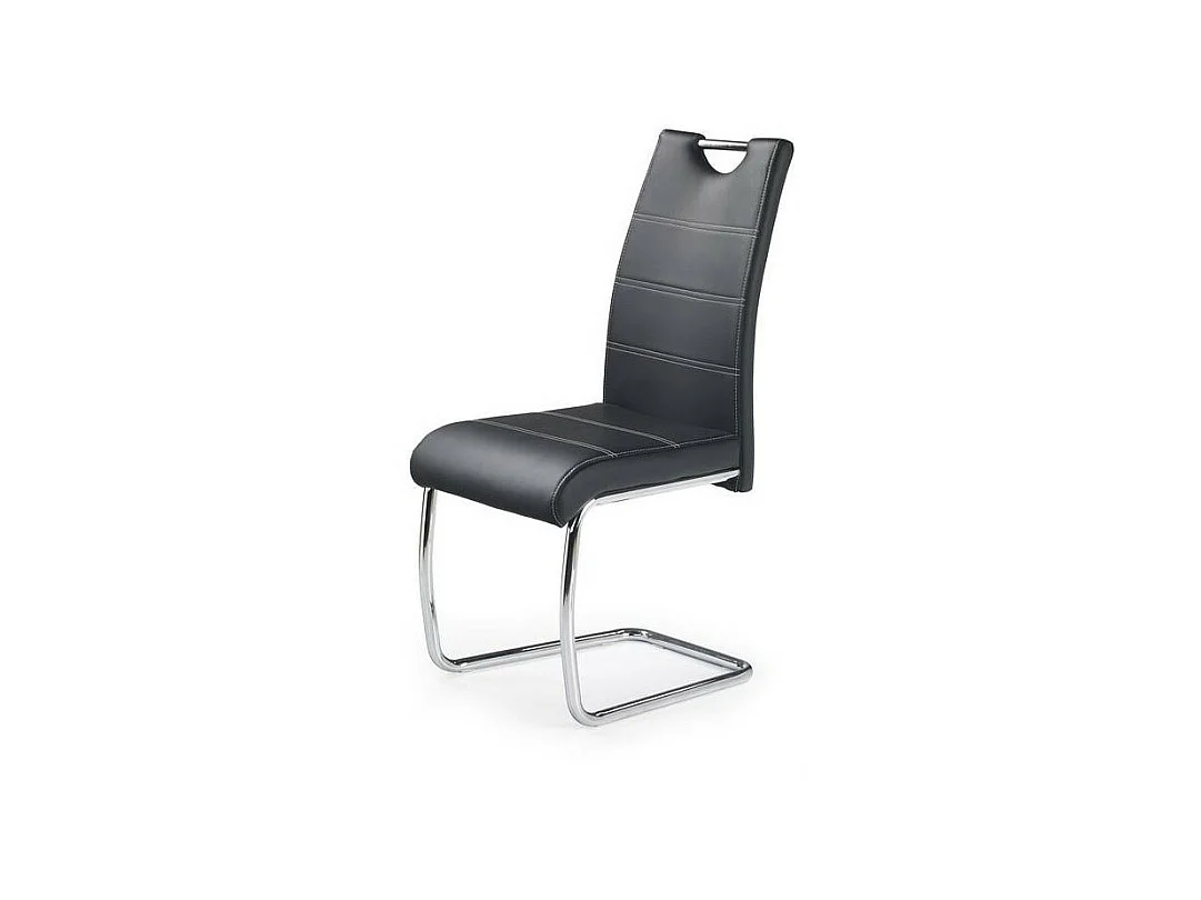 Chaise design simili cuir et acier chromé Jakarta - Noir