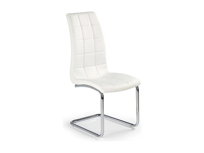 Chaise design en éco-cuir blanc avec piètement chromé Carrie