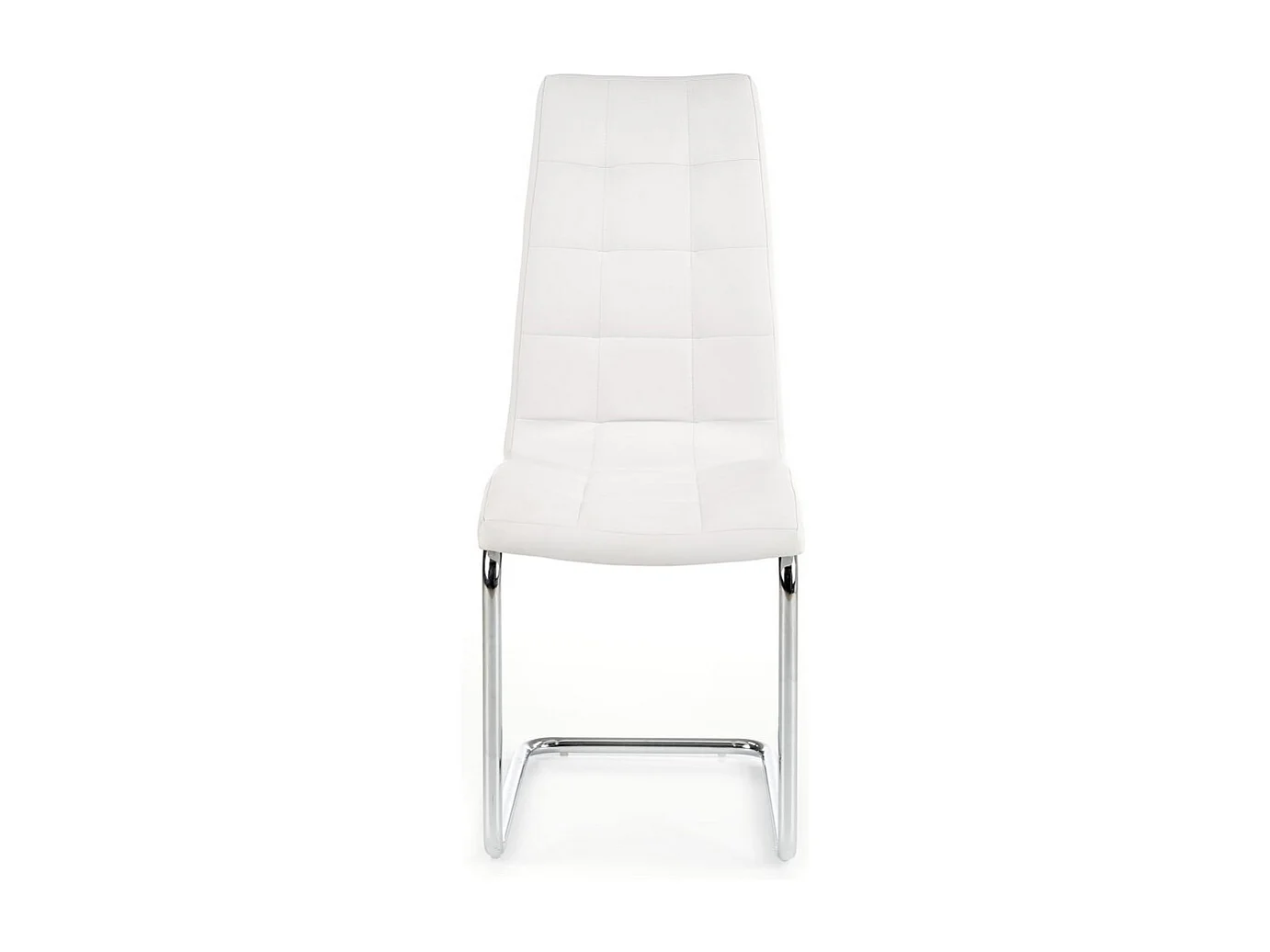 Chaise design en éco-cuir blanc avec piètement chromé Carrie