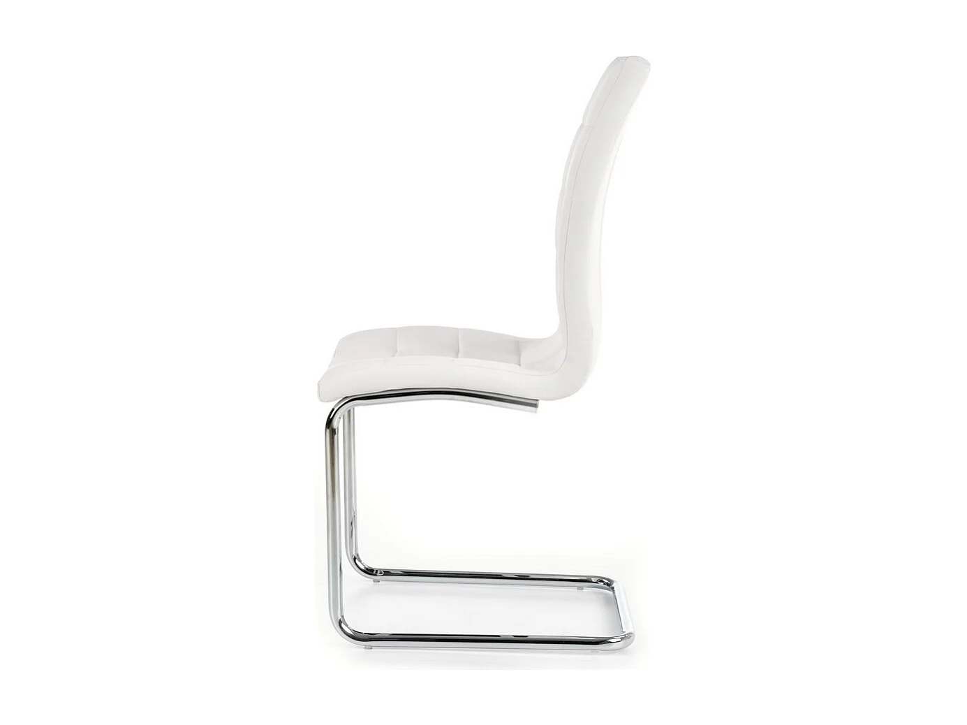 Chaise design en éco-cuir blanc avec piètement chromé Carrie