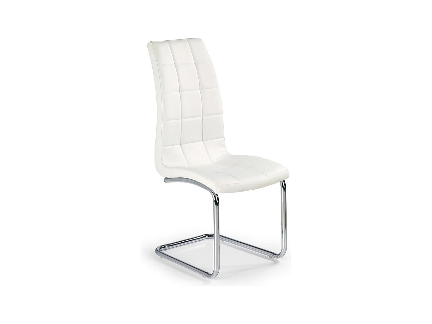 Chaise design en éco-cuir blanc avec piètement chromé Carrie