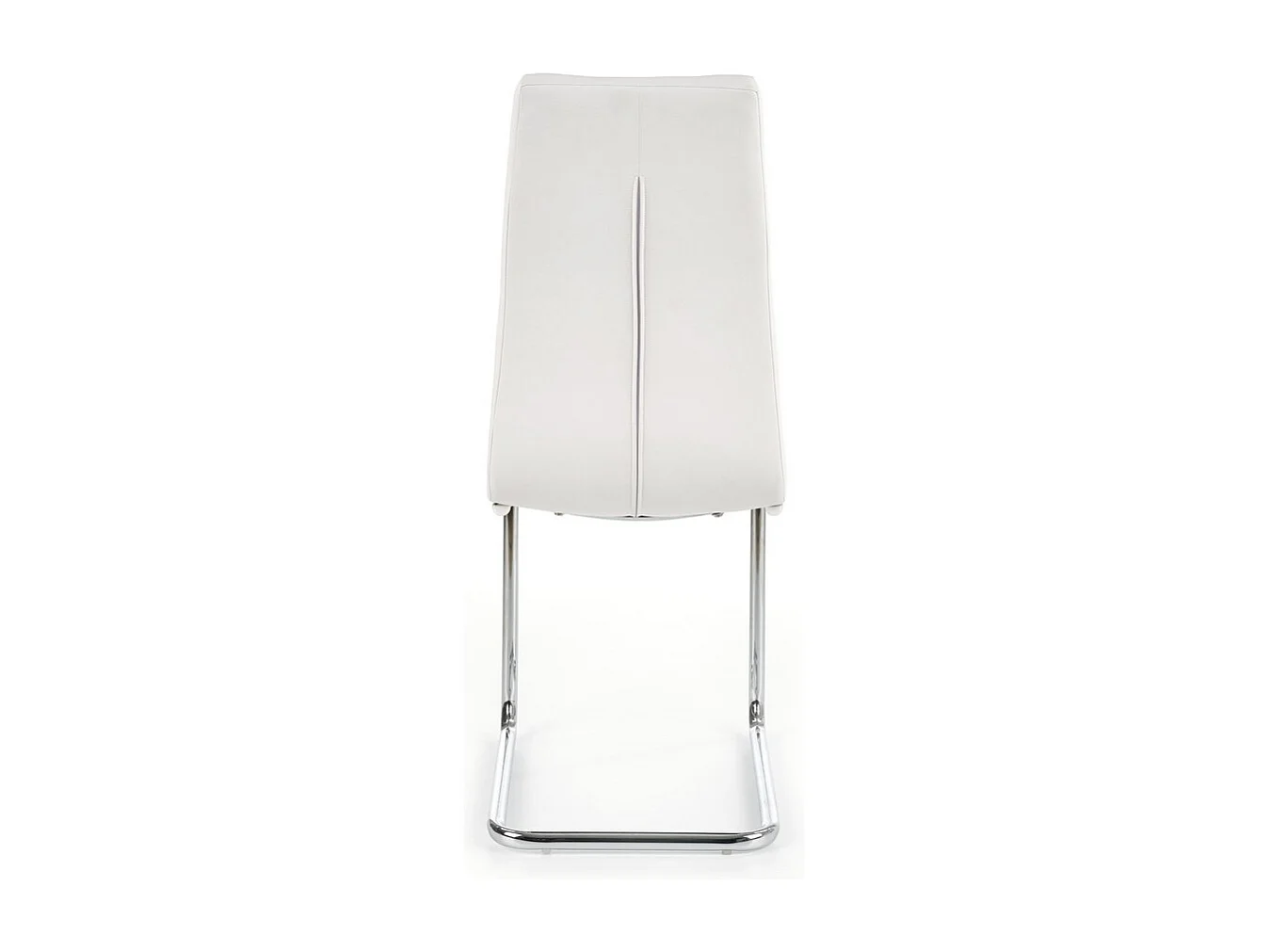 Chaise design en éco-cuir blanc avec piètement chromé Carrie