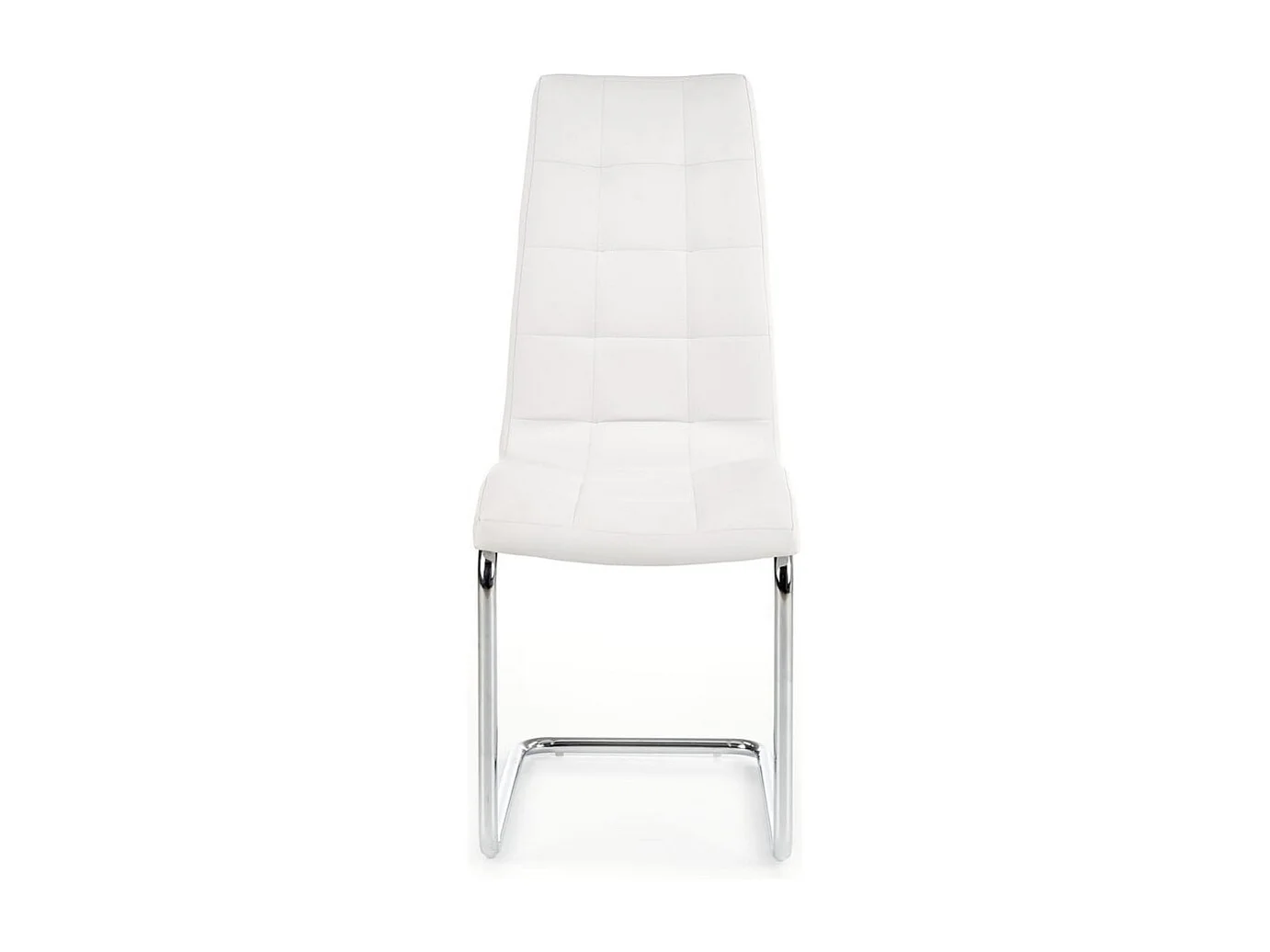Chaise design en éco-cuir blanc avec piètement chromé Carrie