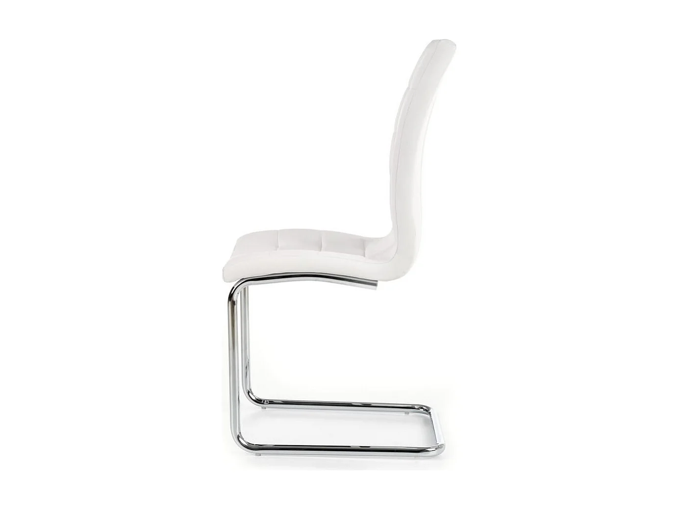 Chaise design en éco-cuir blanc avec piètement chromé Carrie