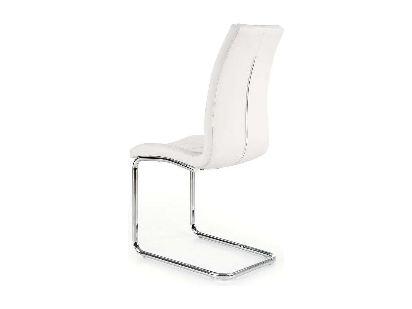 Chaise design en éco-cuir blanc avec piètement chromé Carrie