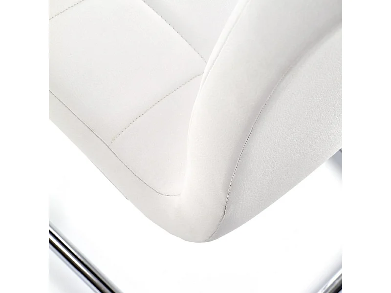Chaise design en éco-cuir blanc avec piètement chromé Carrie
