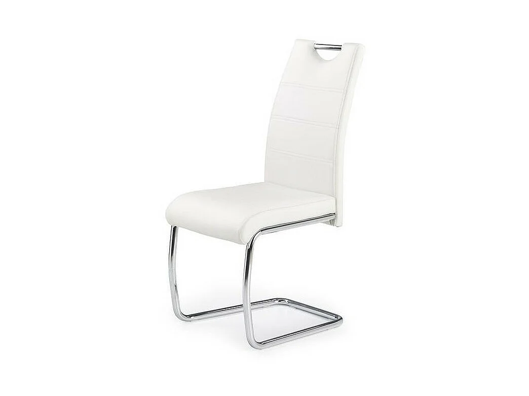 Chaise design simili cuir et acier chromé Jakarta - Blanc