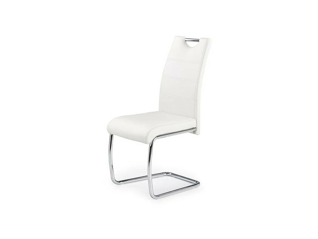 Chaise design simili cuir et acier chromé Jakarta - Blanc