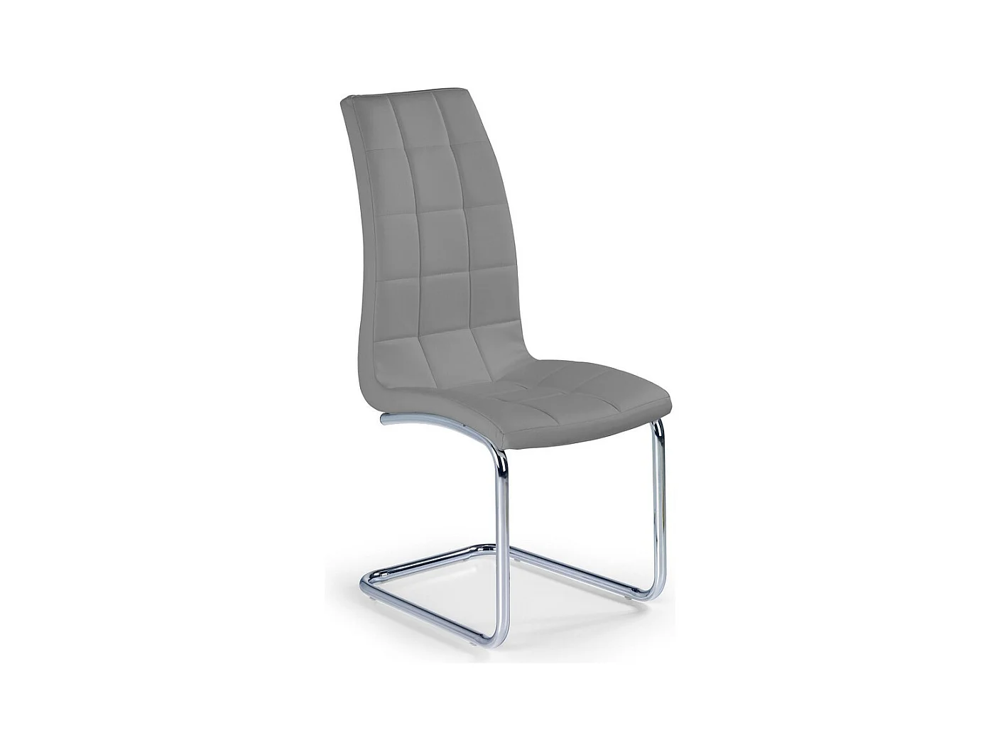 Silla de diseño en ecopiel gris Carrie con base cromada