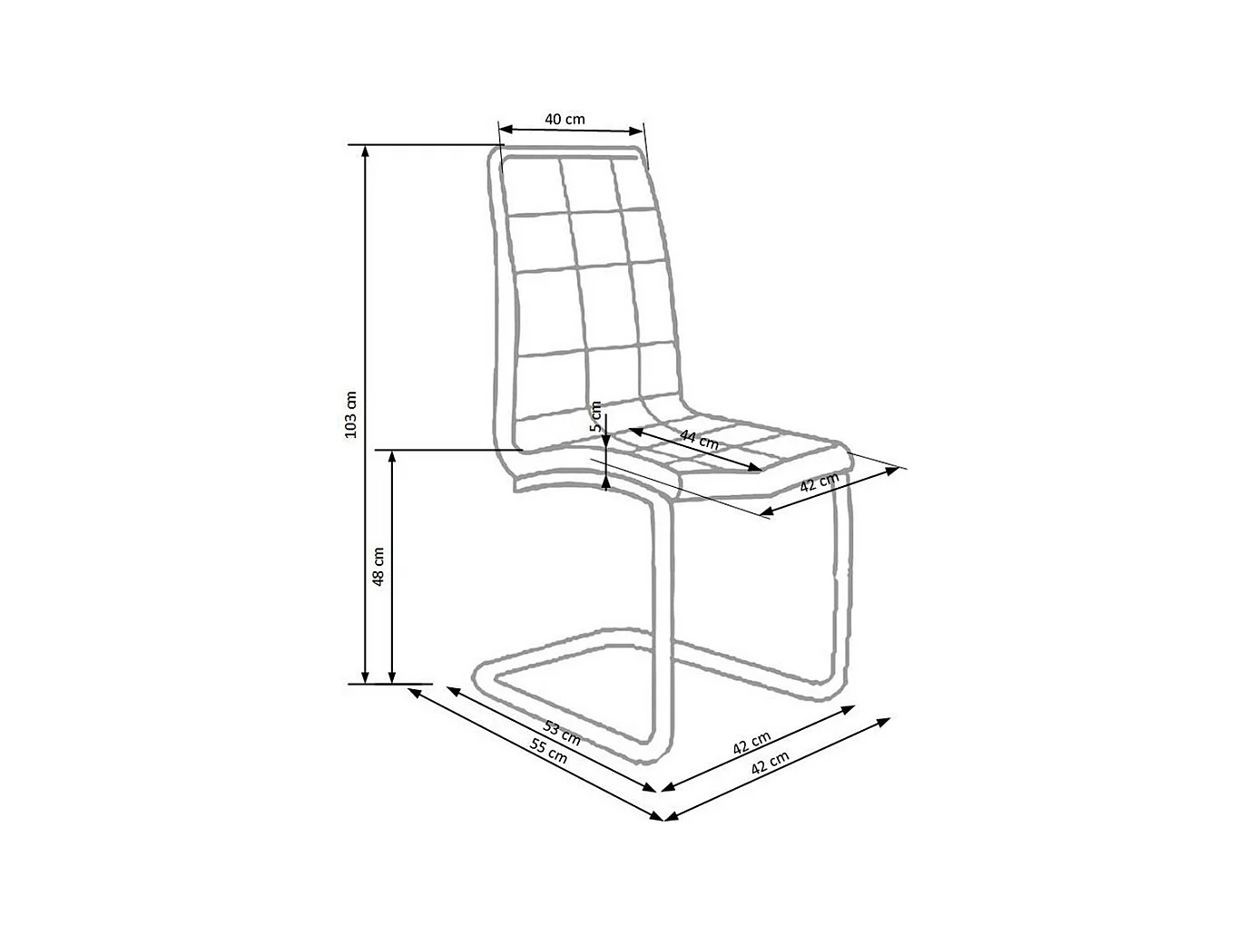 Silla de diseño en ecopiel gris Carrie con base cromada