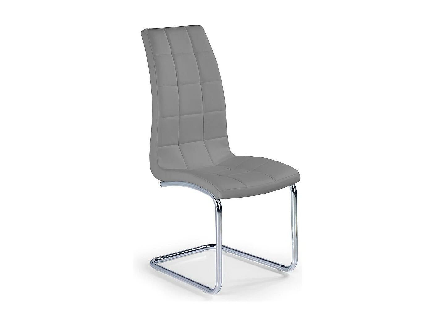 Silla de diseño en ecopiel gris Carrie con base cromada