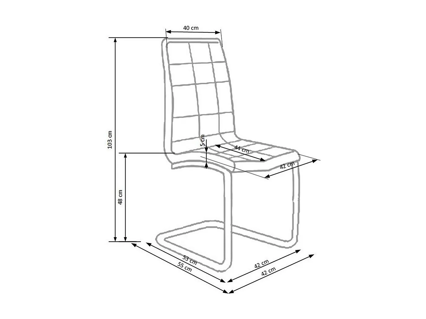 Silla de diseño en ecopiel gris Carrie con base cromada