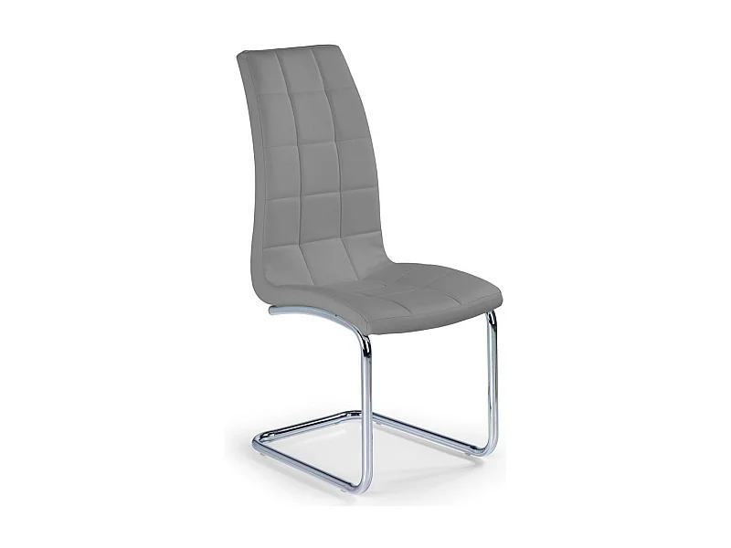 Chaise design en éco-cuir gris avec piètement chromé Carrie