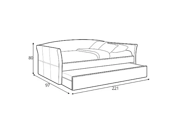 Letto a scomparsa in tessuto grigio con struttura in legno di gomma siciliano