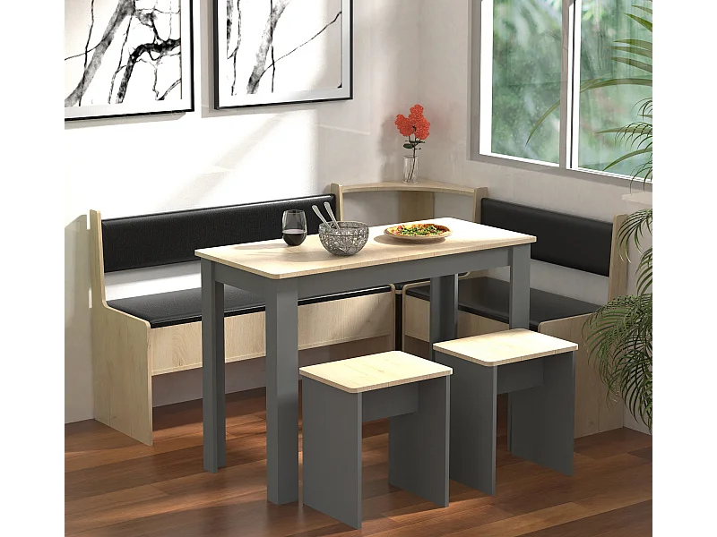 Grupo de comidas Esal Antracita / roble de miel 80 x 153 x P. 153