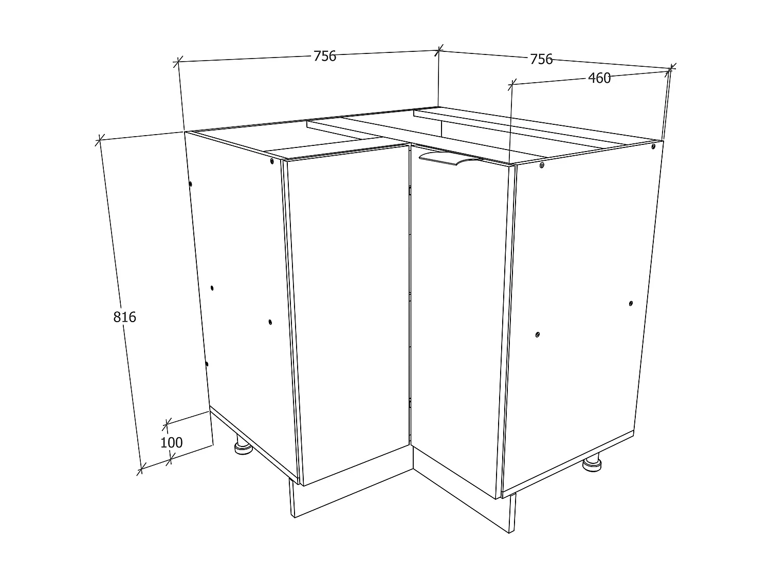 Kitchen furniture cabinet Fasola White H. 82 x W. 76 x D. 76 cm