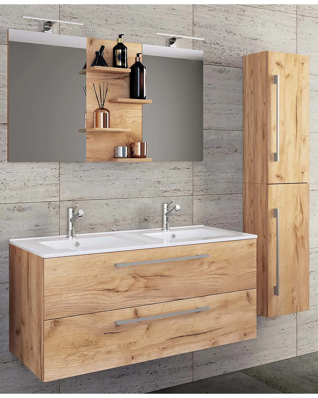 4-tlg. Doppel Waschplatz Zwei Waschtisch Budasi SP