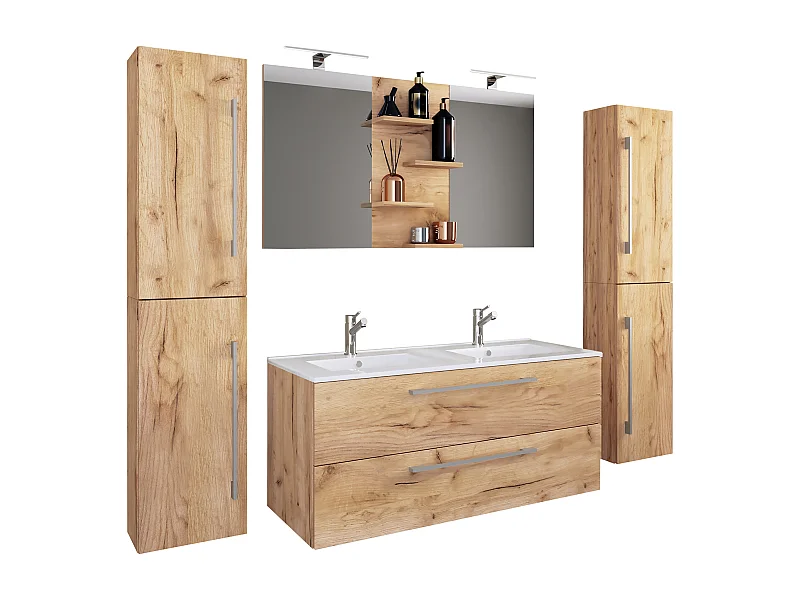 Bathroom furniture washbasin Budasi Honey oak H. 150 x W. 177 x D. 46 cm