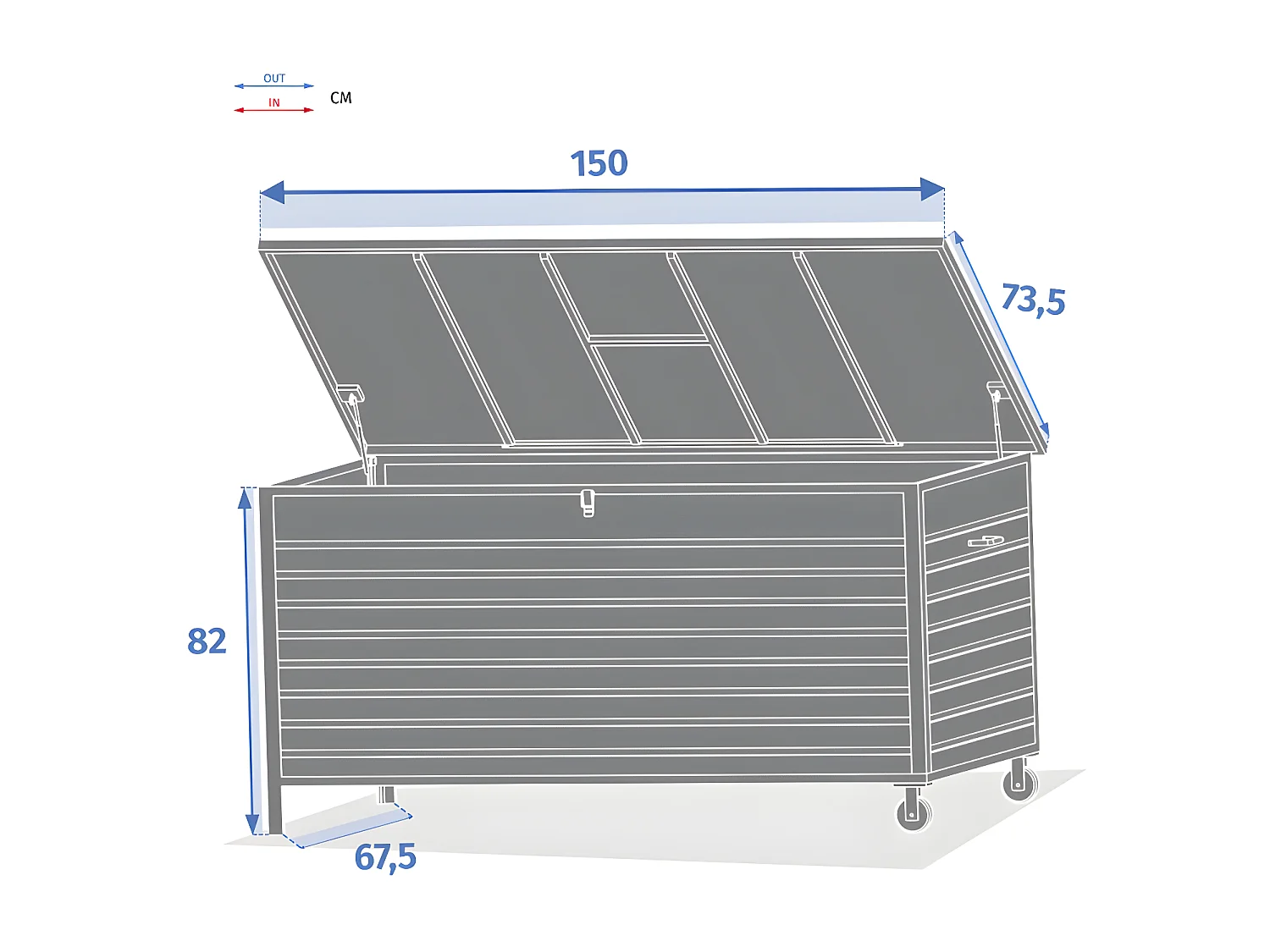 Coffre extérieur alu petit modèle Menango graphite Hespéride