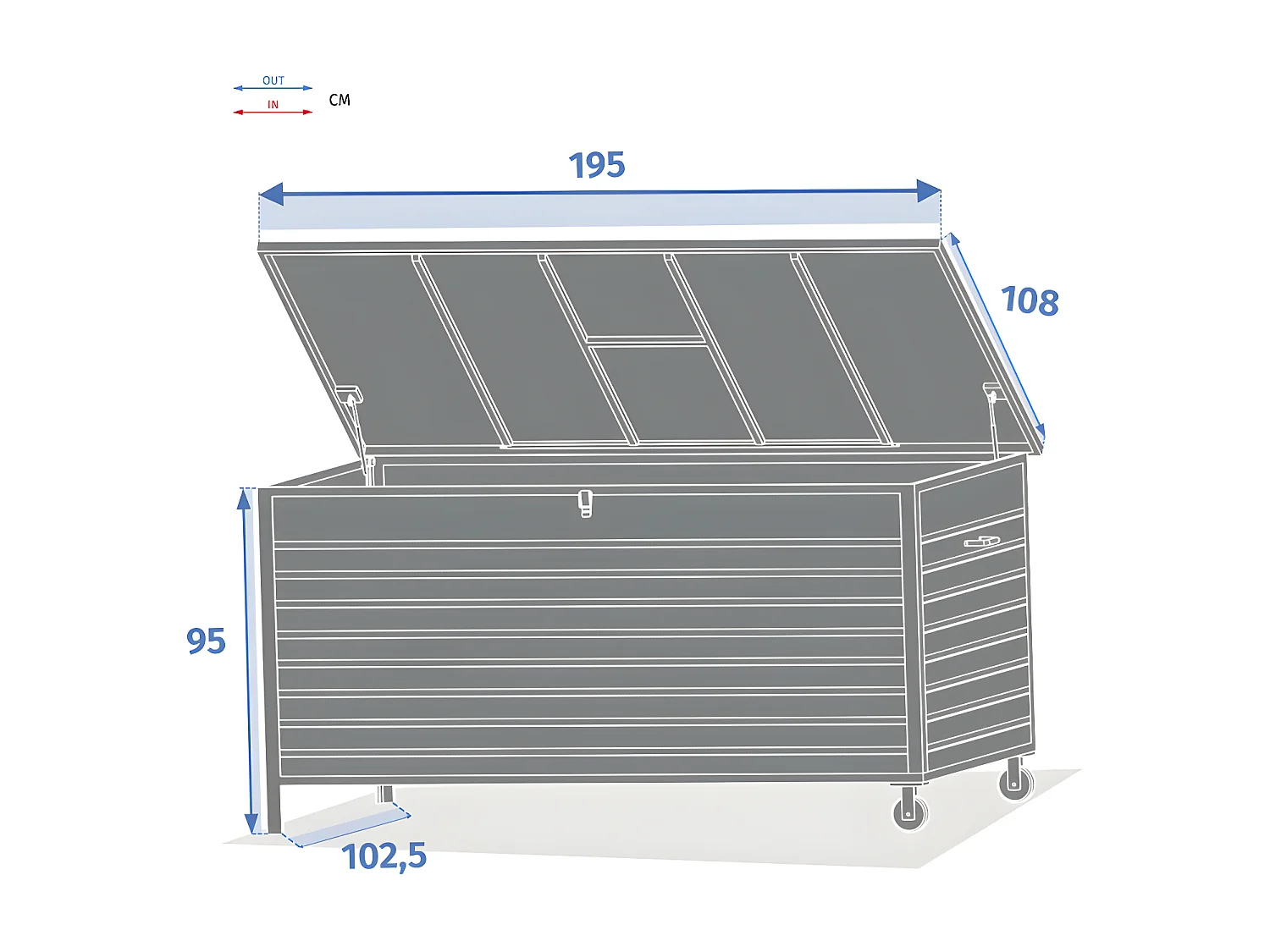 Coffre extérieur alu grand modèle Menango graphite Hespéride