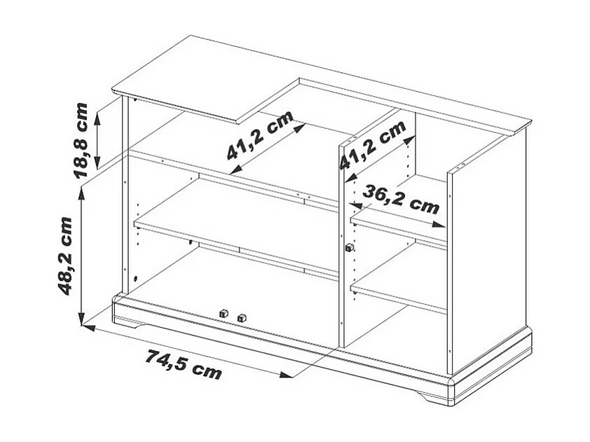 Meuble TV 55 Pouces Merisier 3 Portes 1 Abattant Vitré L 120.5 H 77 P 46.5 cm