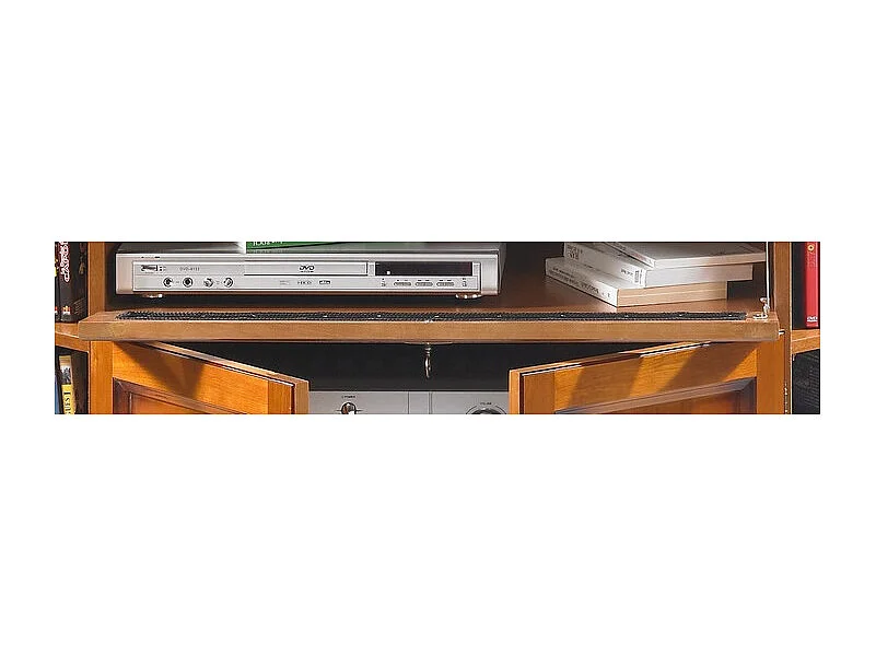 Meuble TV d'Angle 42 Pouces Merisier 9 Niches 2 Portes L 114 H 77 P 77 cm