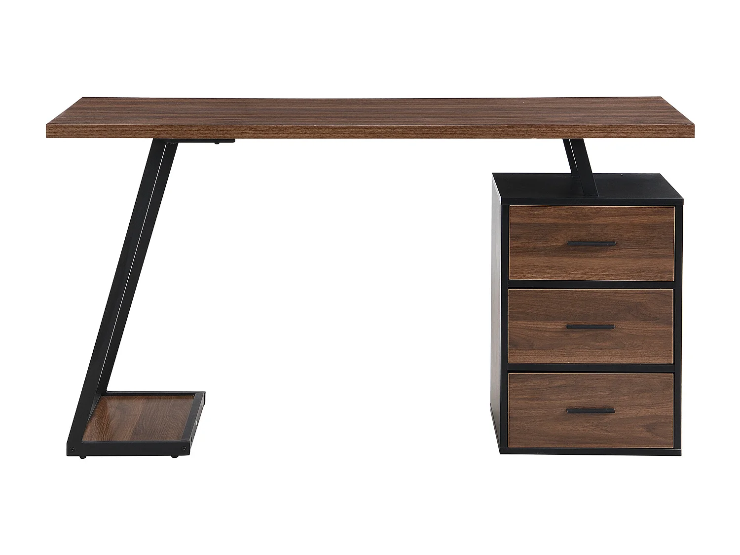 Bureau 140*60cm - style industriel - avec support hôte pour ordinateur et une armoire amovible - Marron