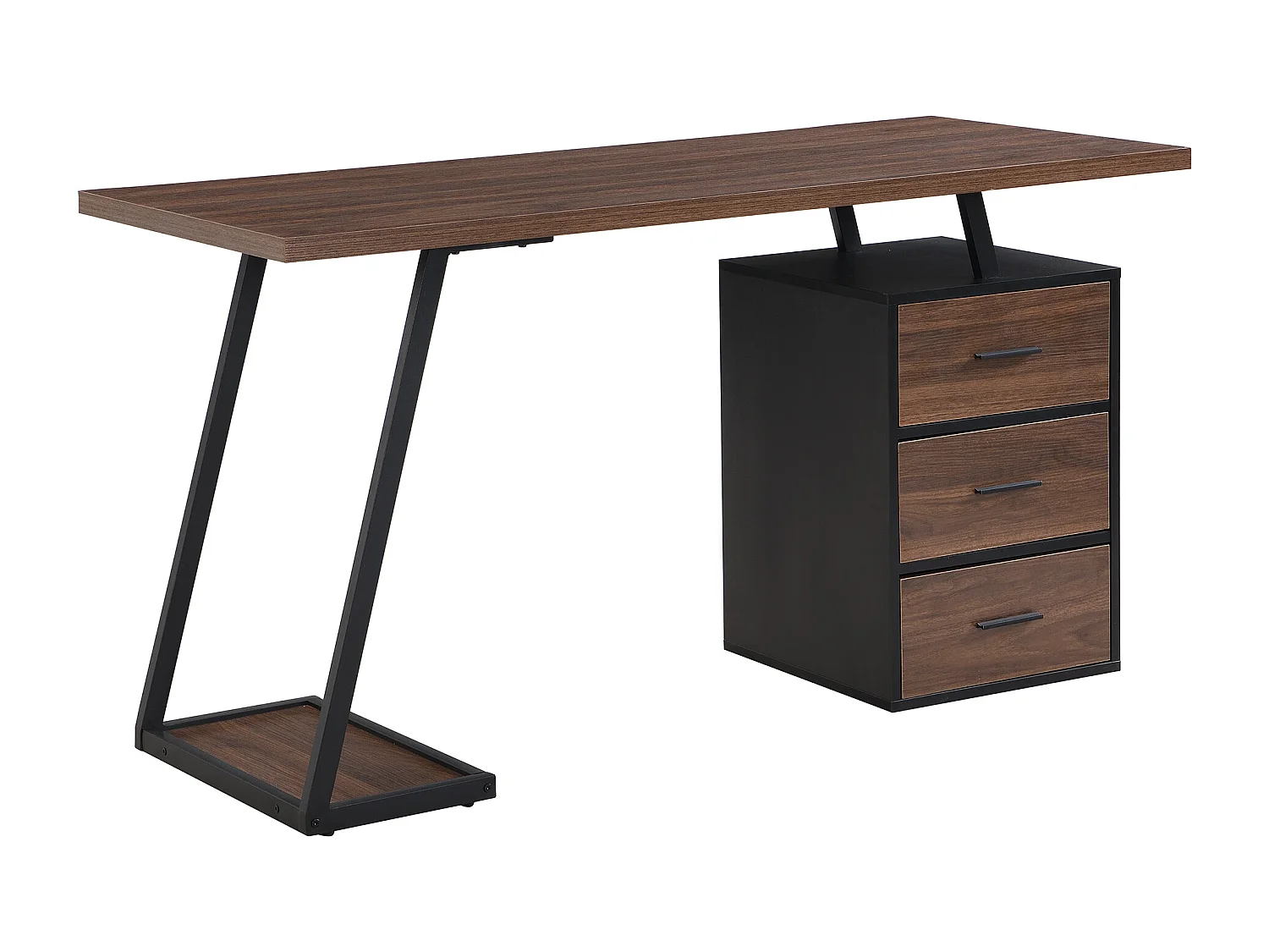 Bureau 140*60cm - style industriel - avec support hôte pour ordinateur et une armoire amovible - Marron