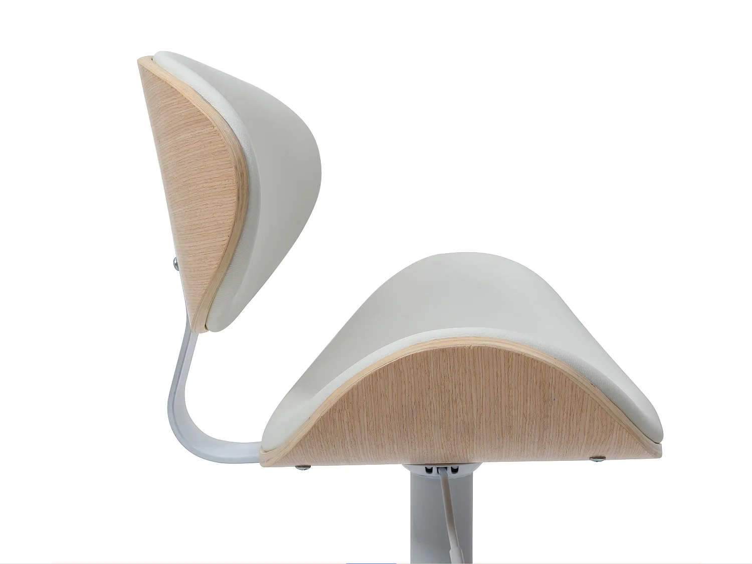 Taburete de bar de piel sintética y metal - Altura ajustable - Natural claro y Blanco - MONTENEGRO