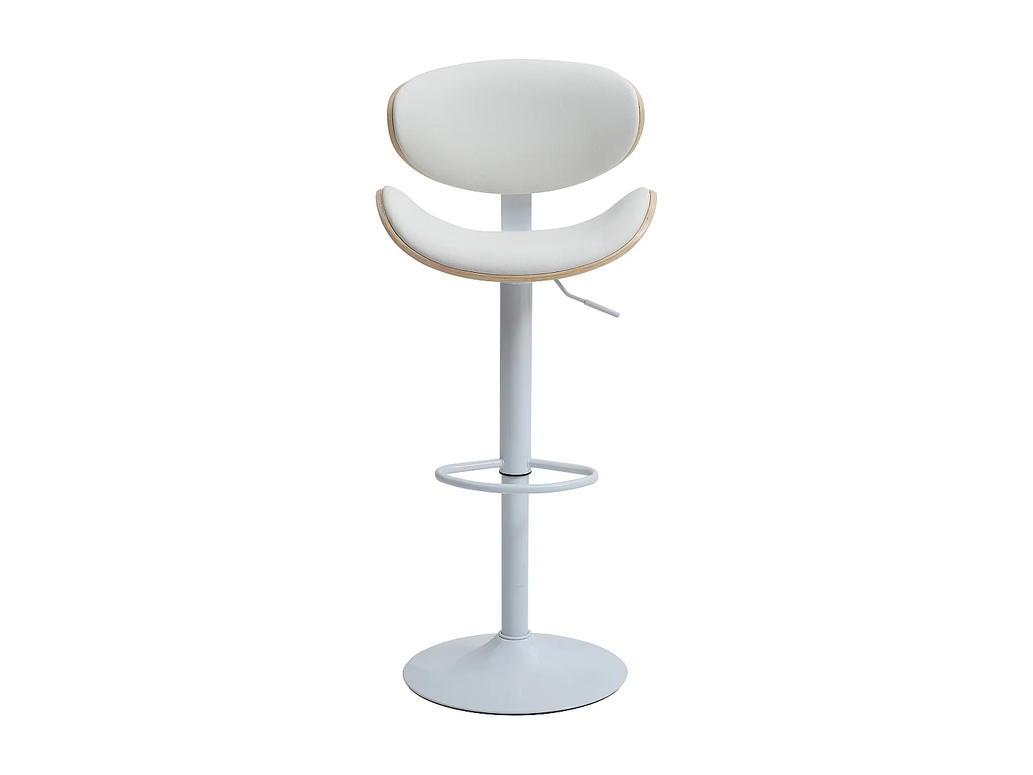 Taburete de bar de piel sintética y metal - Altura ajustable - Natural claro y Blanco - MONTENEGRO