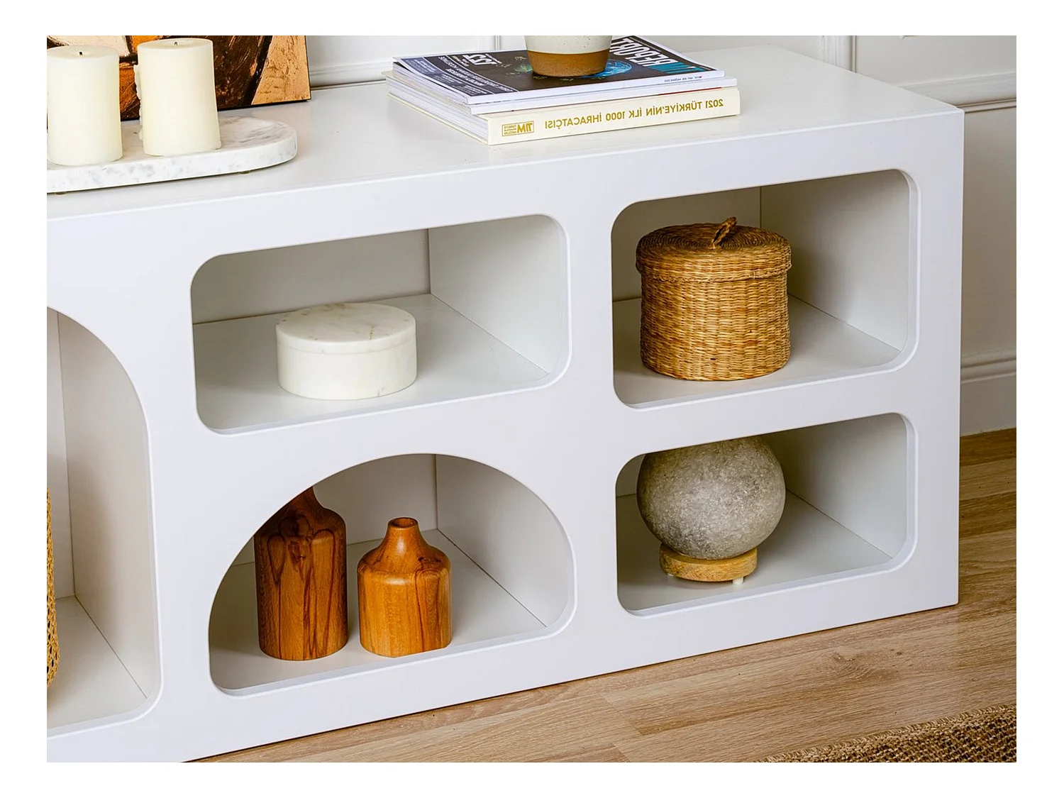 Meuble TV avec 7 niches - Blanc - LUELA