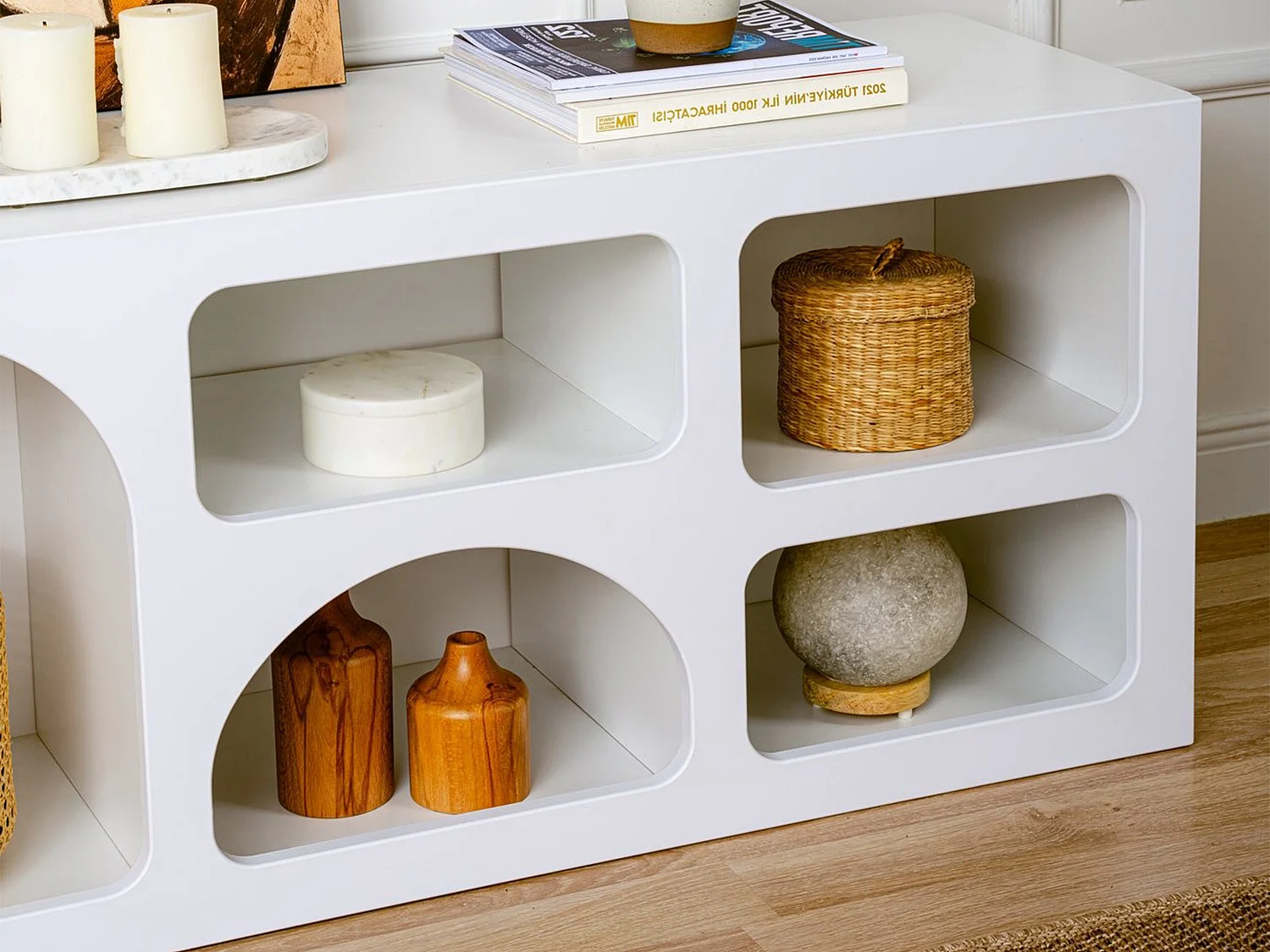 Meuble TV avec 7 niches - Blanc - LUELA