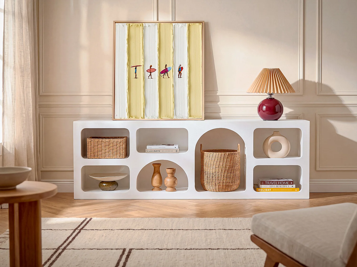 Meuble TV avec 7 niches - Blanc - LUELA
