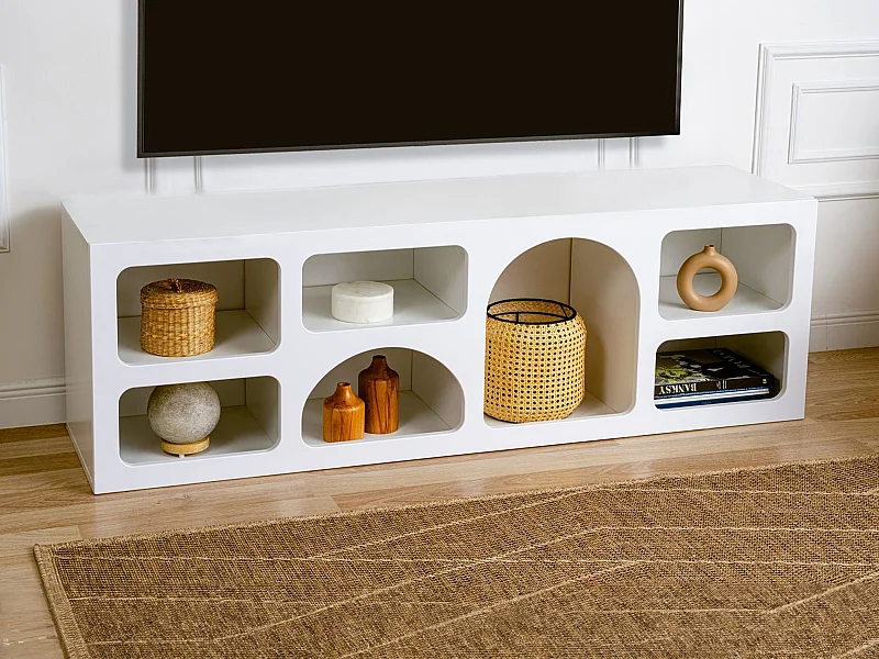 TV-Möbel mit 7 Fächern - Weiß - LUELA