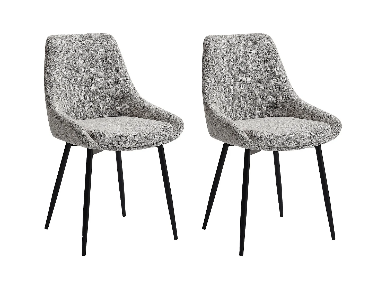 Juego de 2 sillas de tweed y metal negro - Crema - MASURIE