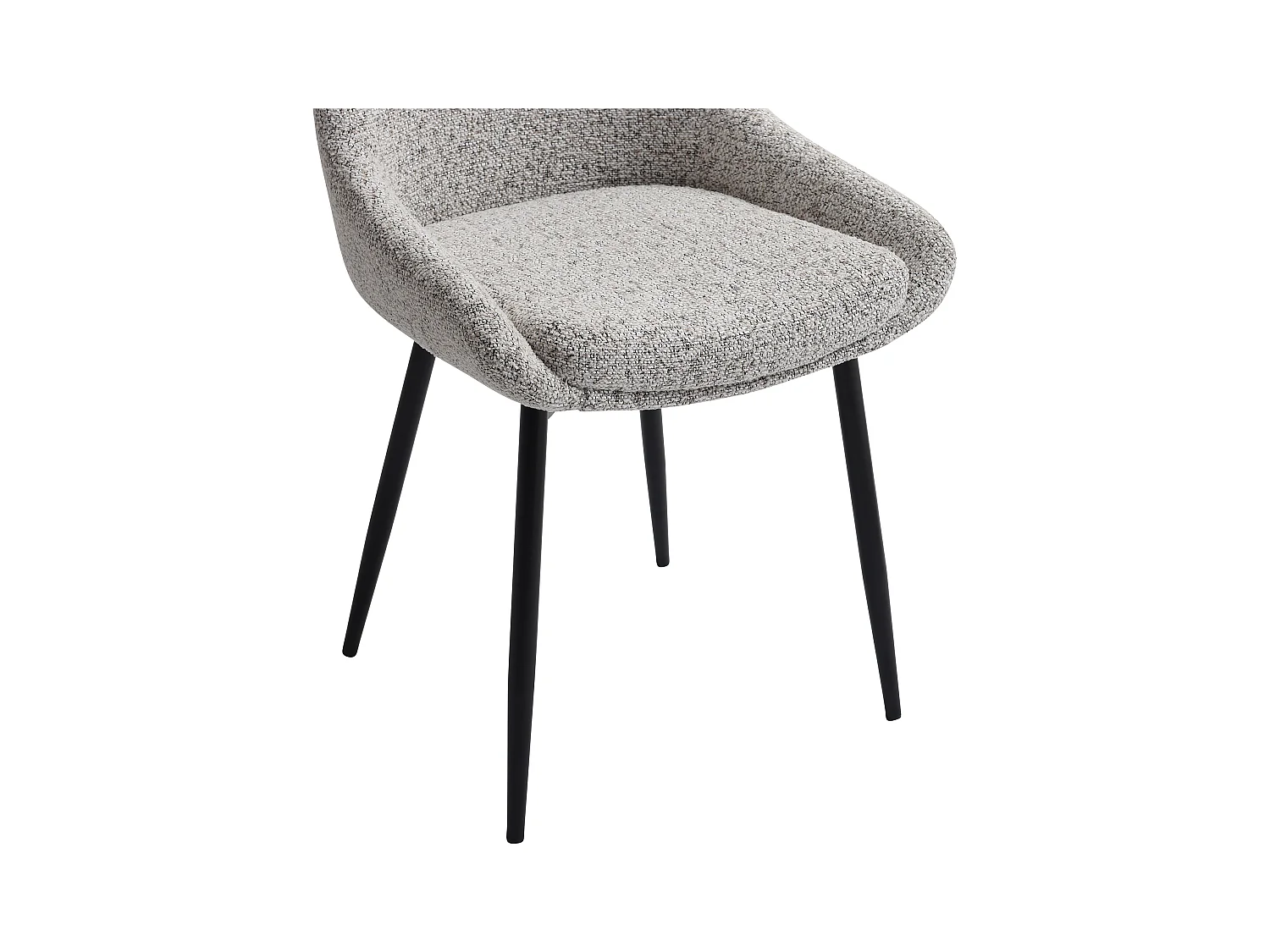 Juego de 2 sillas de tweed y metal negro - Crema - MASURIE