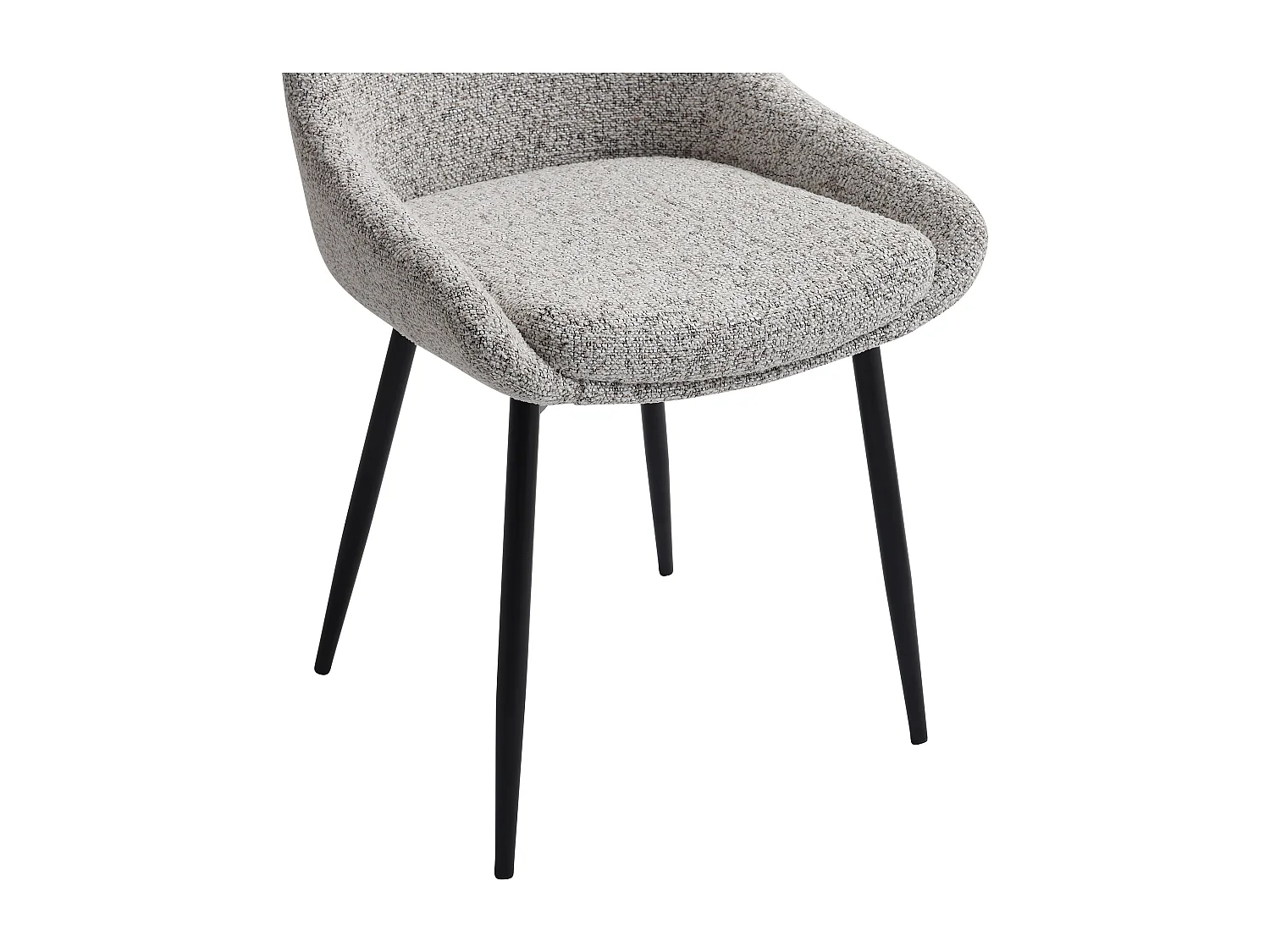 Lot de 2 chaises en tissu tweed et métal noir - Crème - MASURIE