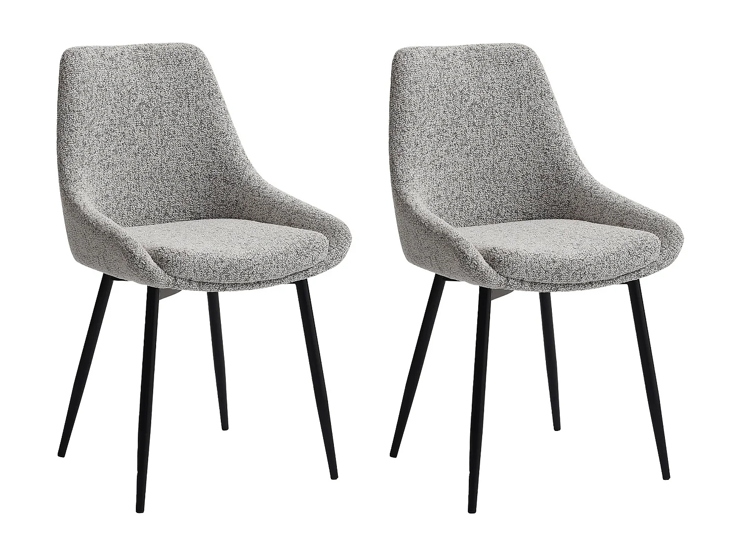 Lot de 2 chaises en tissu tweed et métal noir - Crème - MASURIE