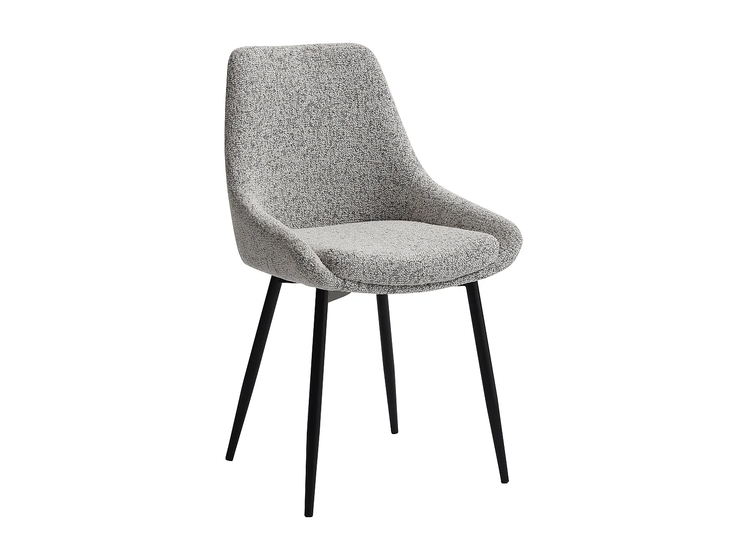 Lot de 2 chaises en tissu tweed et métal noir - Crème - MASURIE
