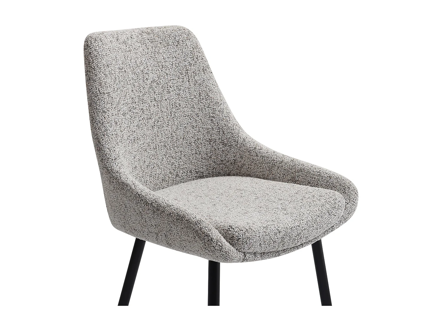 Lot de 2 chaises en tissu tweed et métal noir - Crème - MASURIE