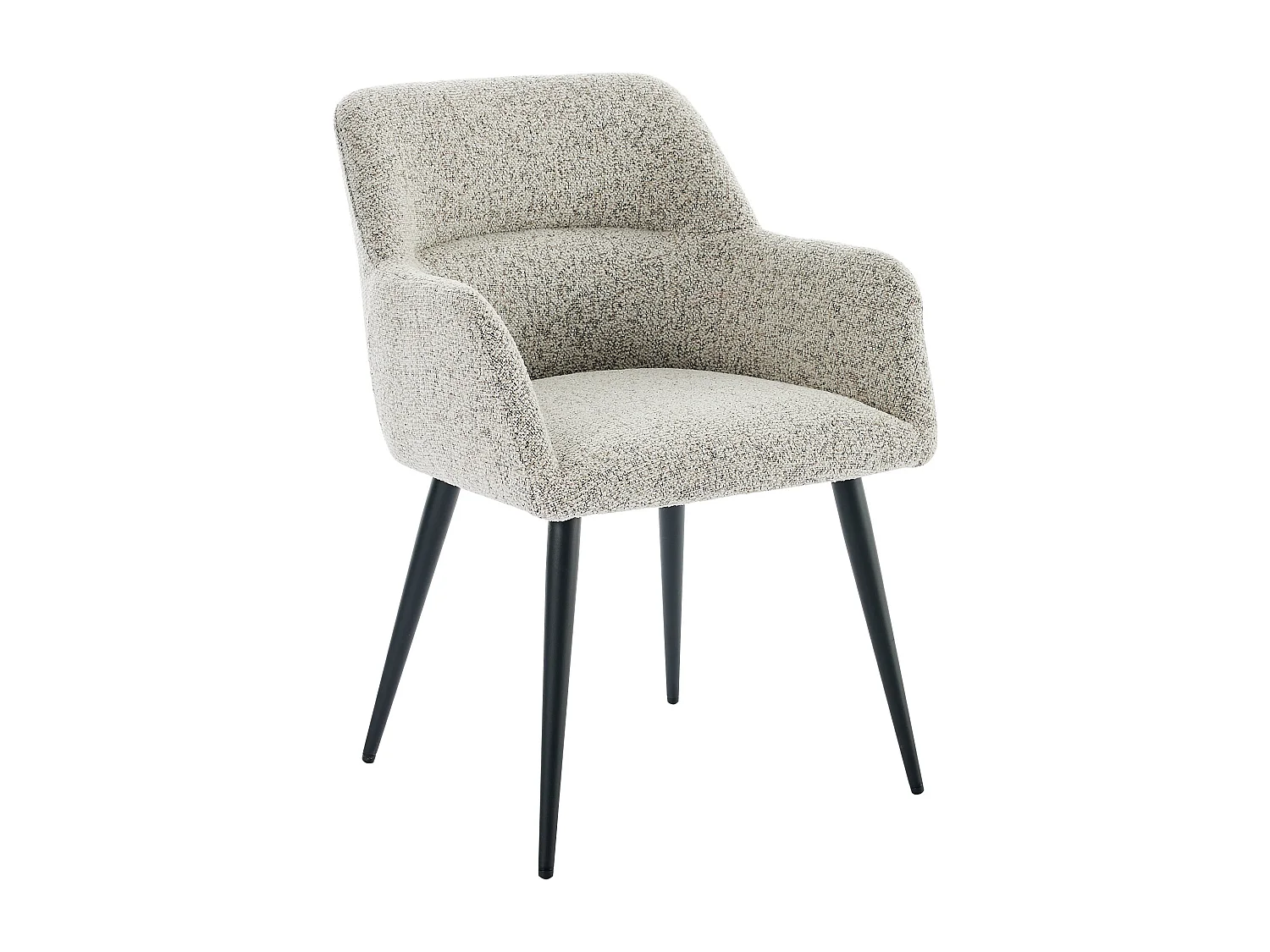 Lot de 2 chaises avec accoudoirs en tissu tweed et métal noir - Crème - HEKA